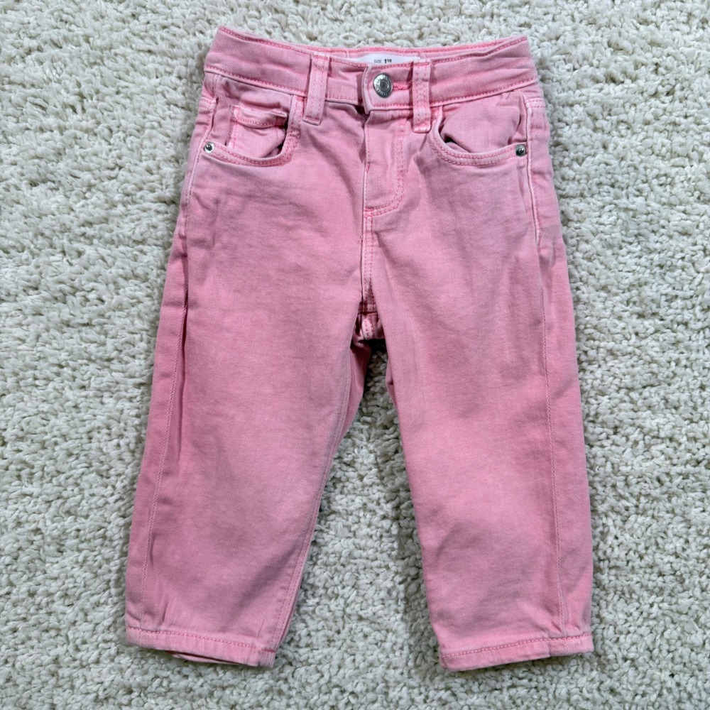 Zara Pink Denim Straight Leg Jeans 18-24 M Barbiecore Girly